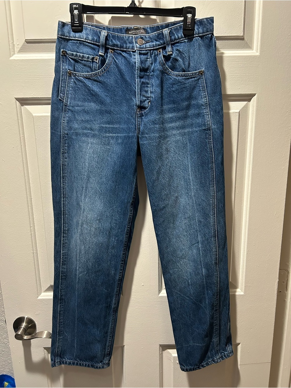 Banana Republic The Ranger Cotton High-Rise Straight Jeans Blue Size Waist 28